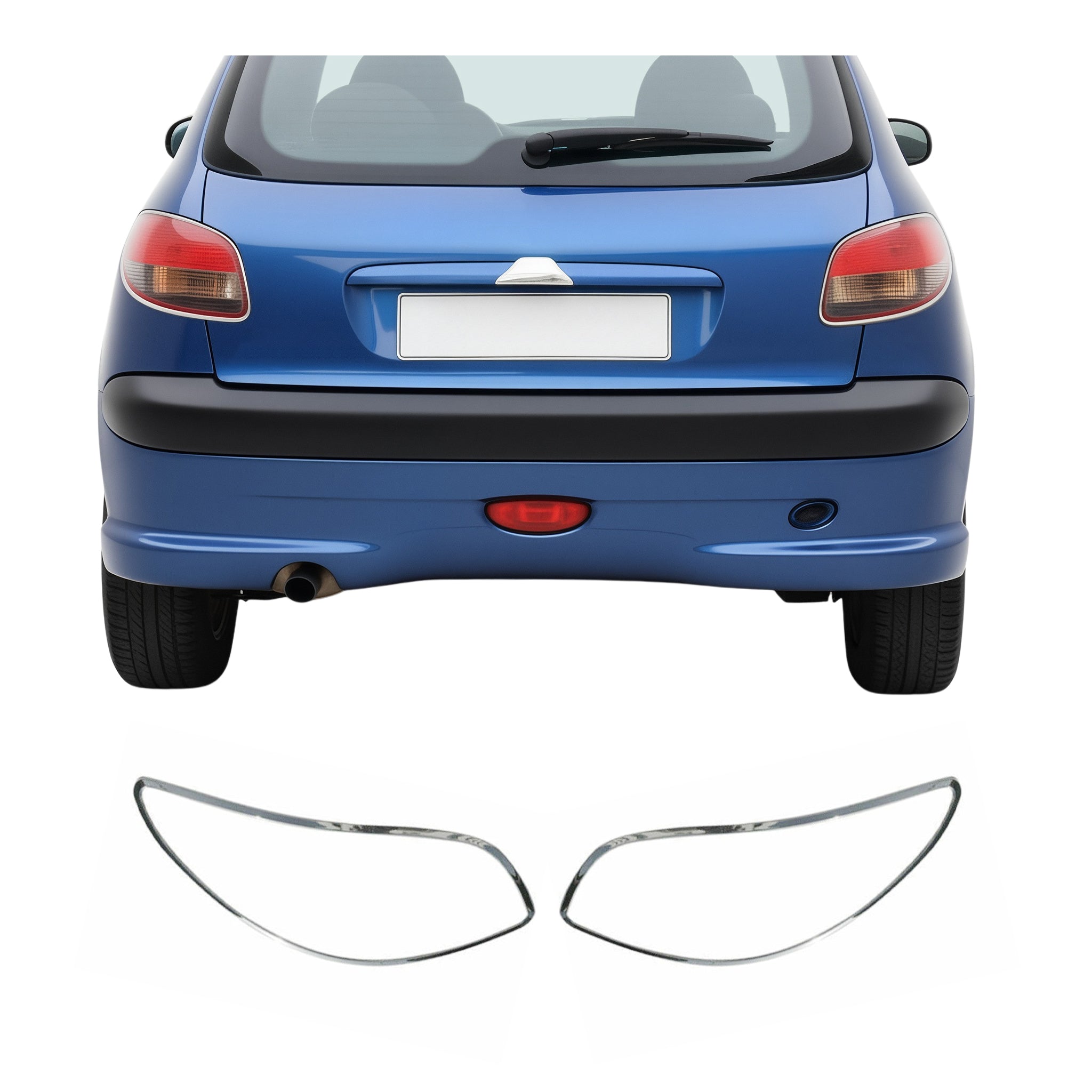 Cadre De Feu Stop Arrière pour Peugeot 206 1998-2010 ABS Chromé 2 Pcs