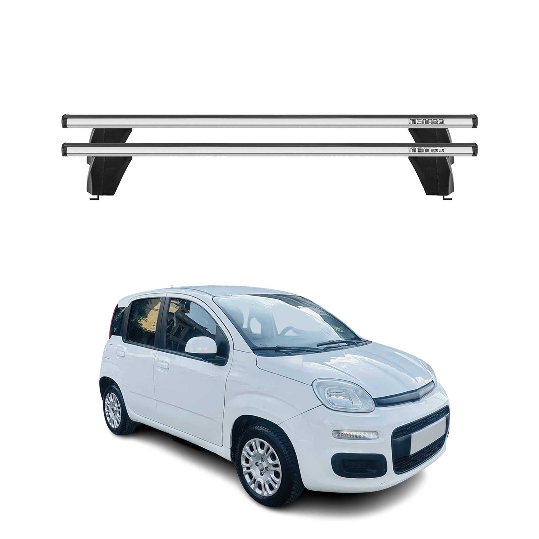 Menabo Barres de toit Transversales pour Fiat Panda III 2012-2026 Alu Gris