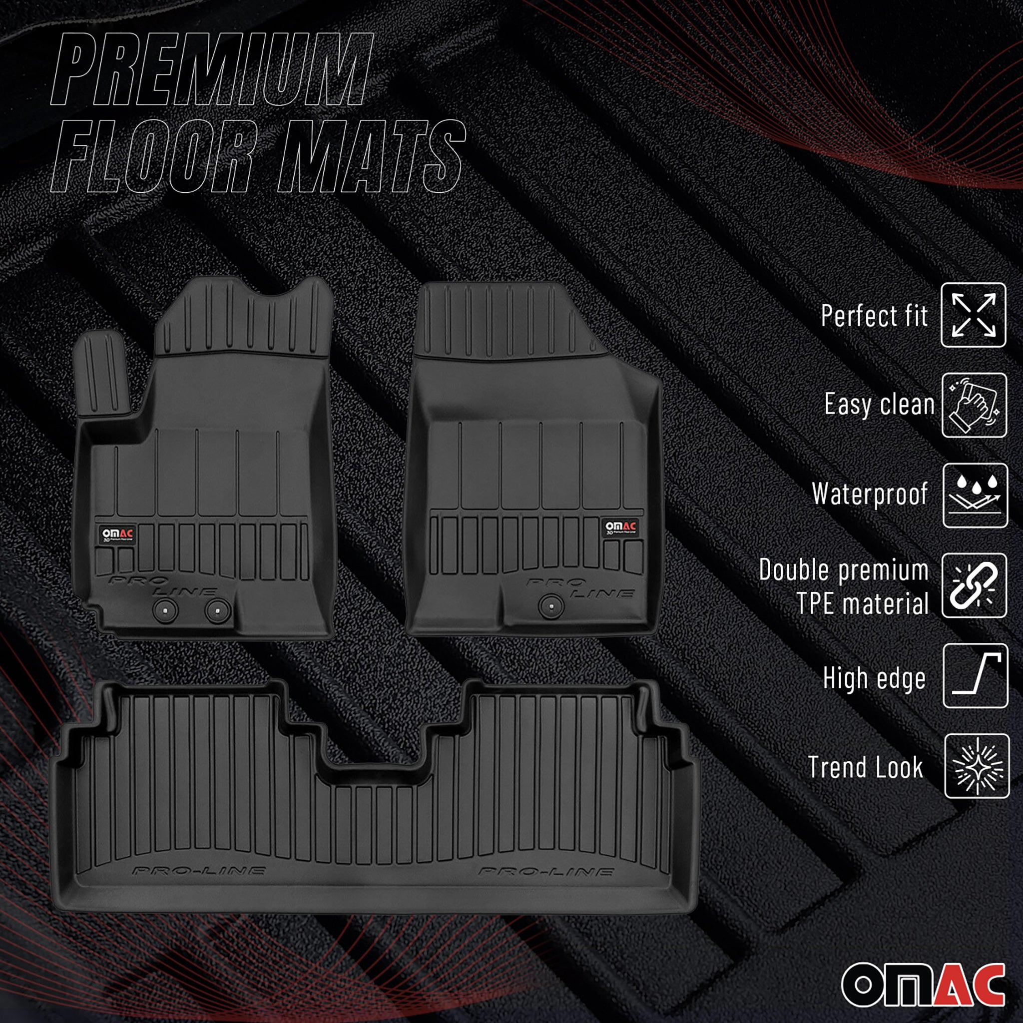 Tapis de Sol pour Kia Venga 2009-2019 TPE Noir