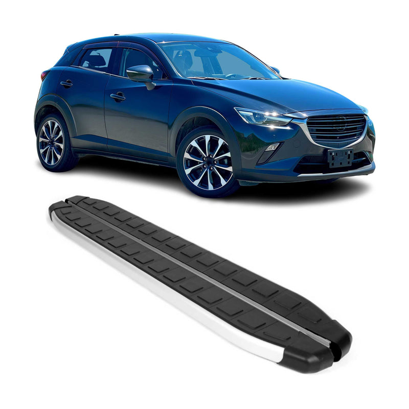 Marchepieds Latéraux pédale pour Mazda CX-3 2015-2024 Aluminium Noir Gris 2Pcs