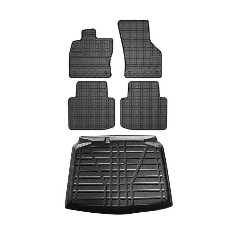 Kit Tapis de sol et coffre pour Skoda Fabia 2007-2014 HB TPE Noir