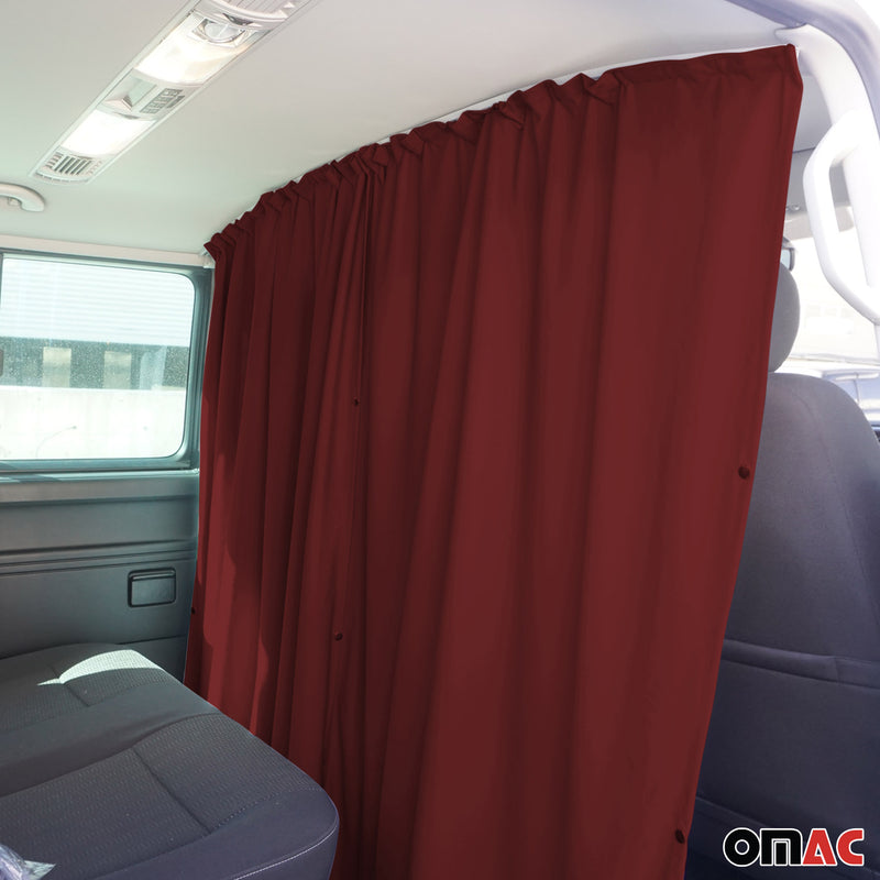 Rideaux De Séparation De Cabine pour VW T6 T6.1 Transporter 2015-24 L1 L2 Rouge