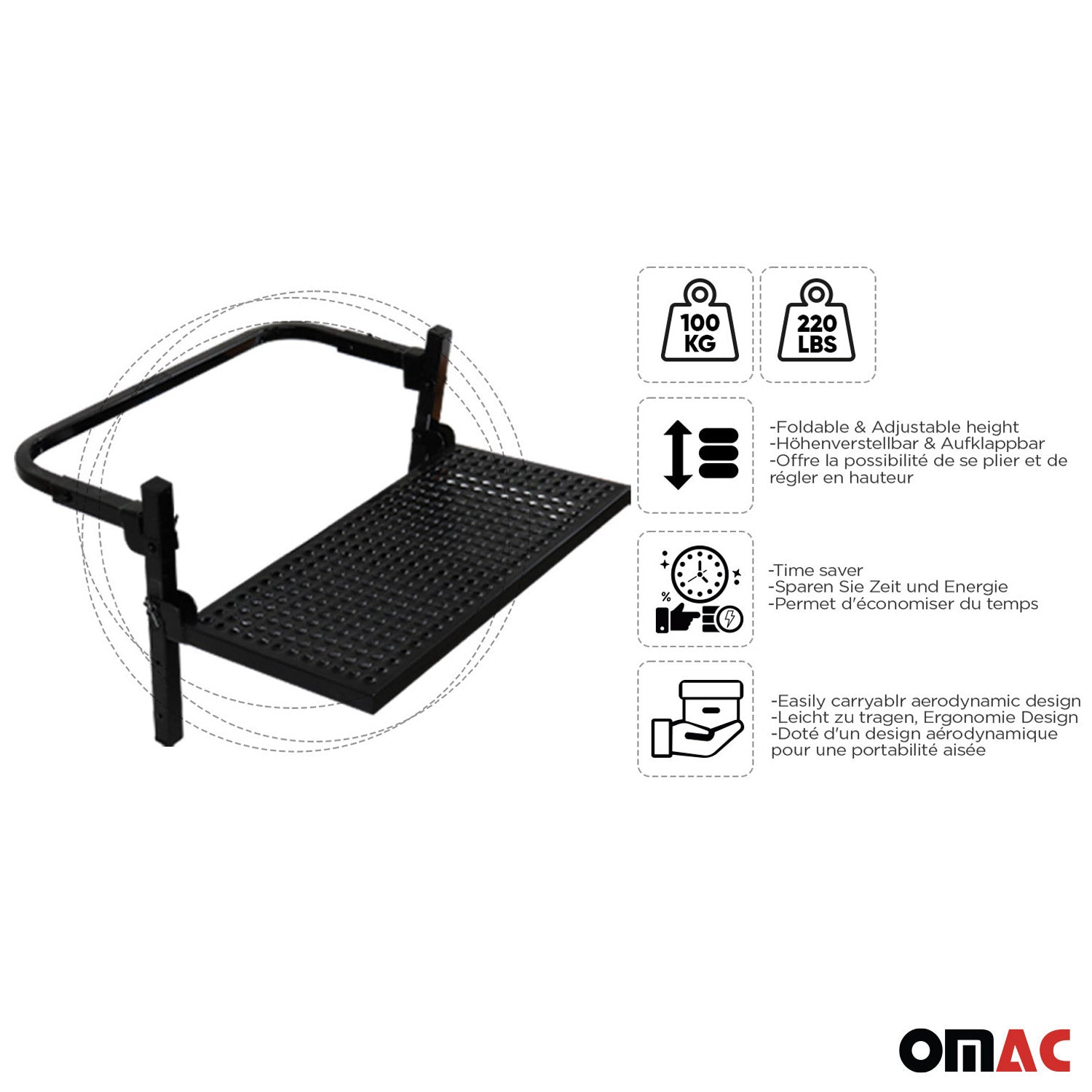 Marchepied de roues voiture - Universel 55cm Noir