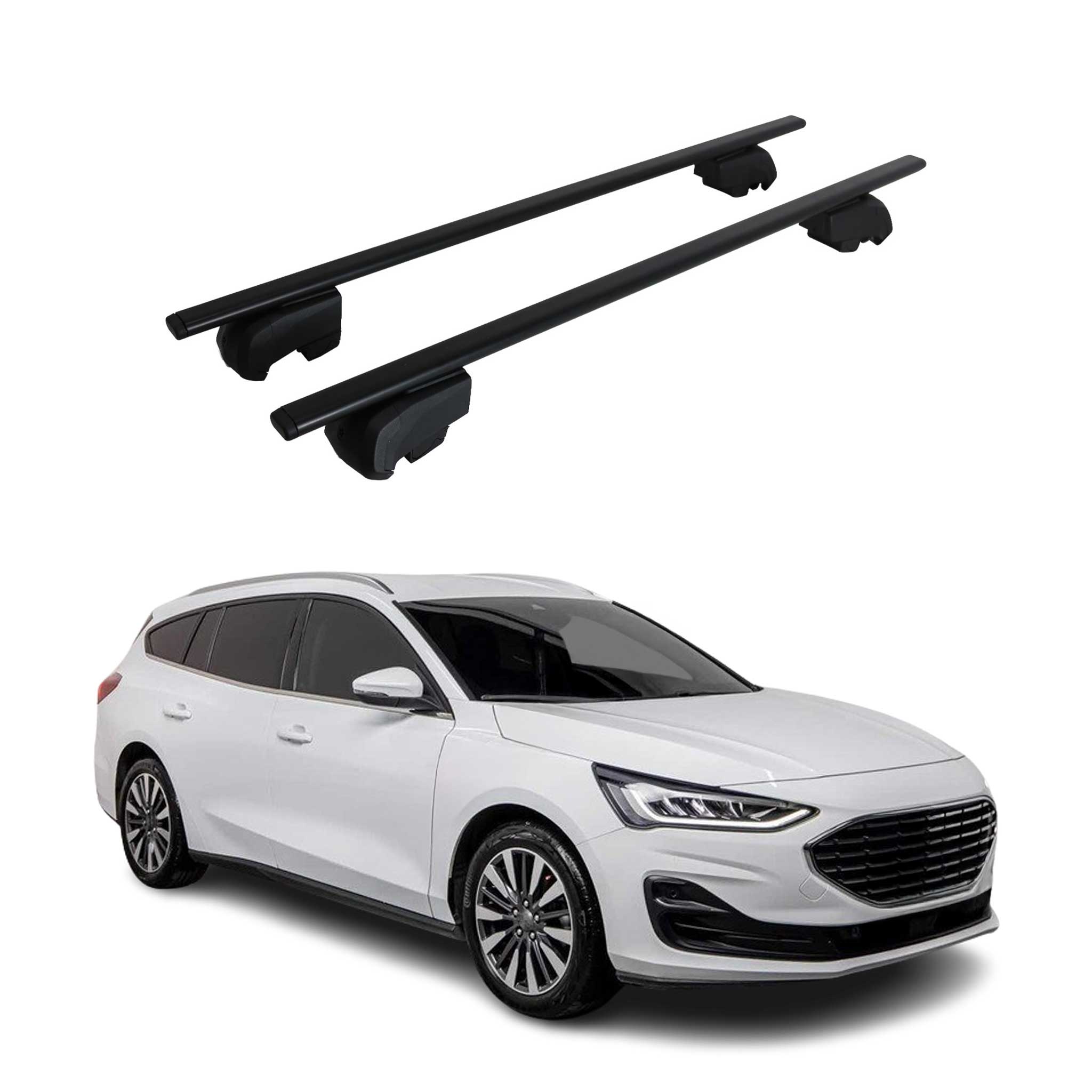 Barres de toit Transversales pour Ford Focus Turnier 2018-2025 Fer Noir ABE