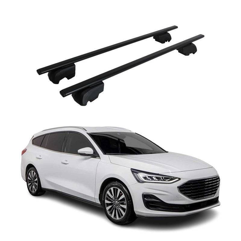 Barres de toit Transversales pour Ford Focus Turnier 2018-2023 Fer Noir ABE