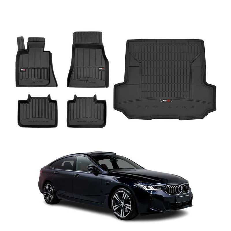 OMAC Kit Tapis de sol et coffre pour BMW Série 6 Gran Turismo G32 2017-2024 Noir