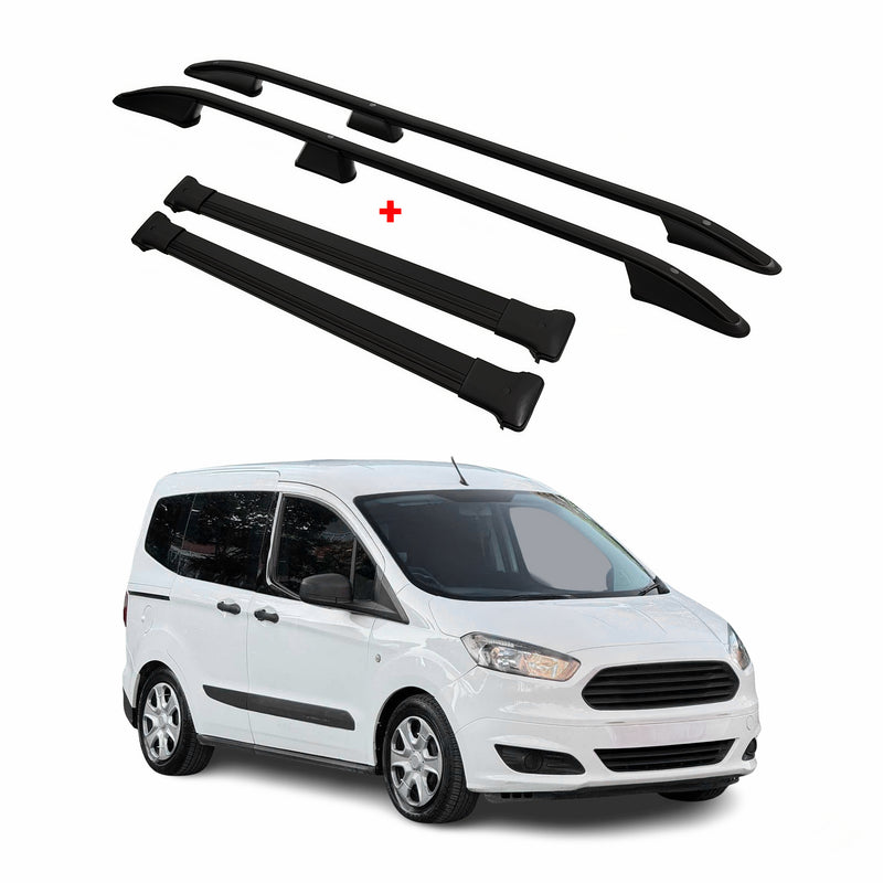 Kit Barres de toit pour Ford Transit Tourneo Courier 2012-2024 Alu Noir 4x
