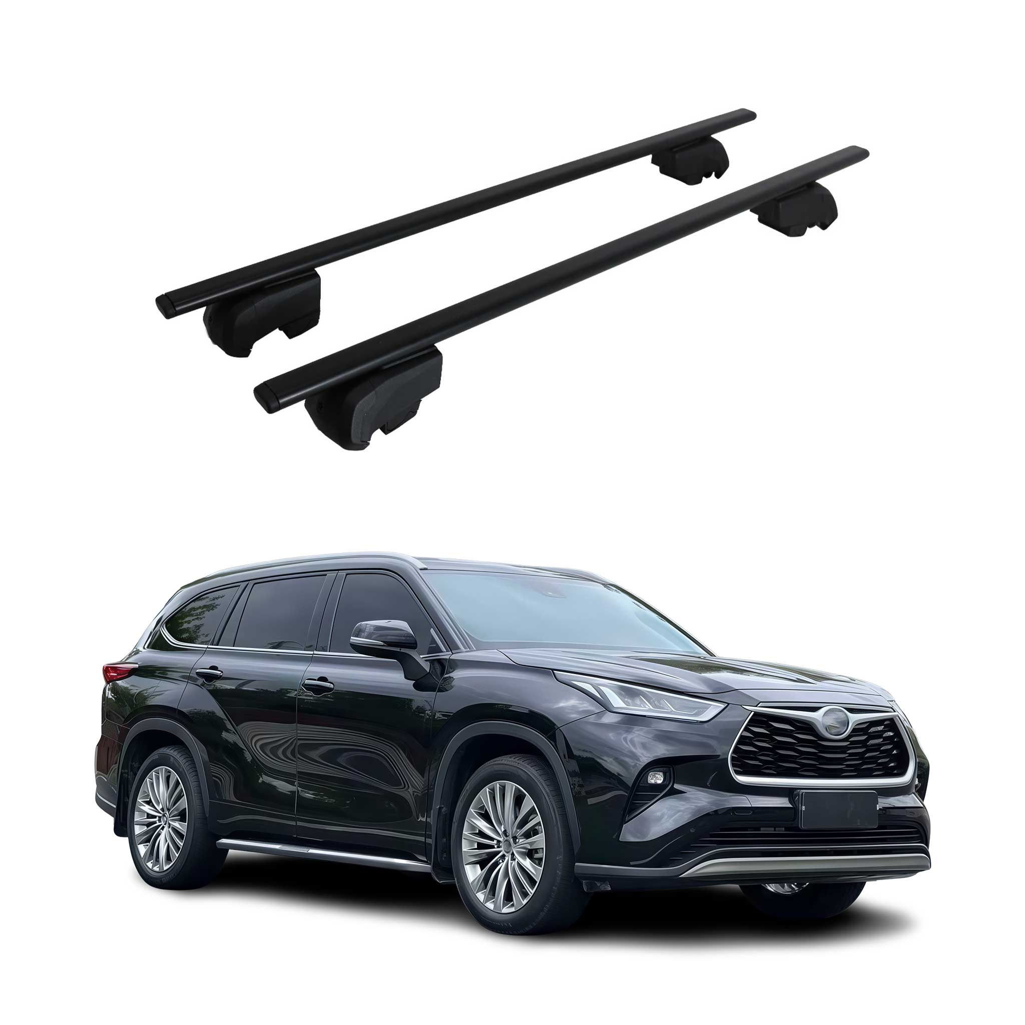 Barres de toit Transversales pour Toyota Highlander 2020-2023 Fer Noir ABE