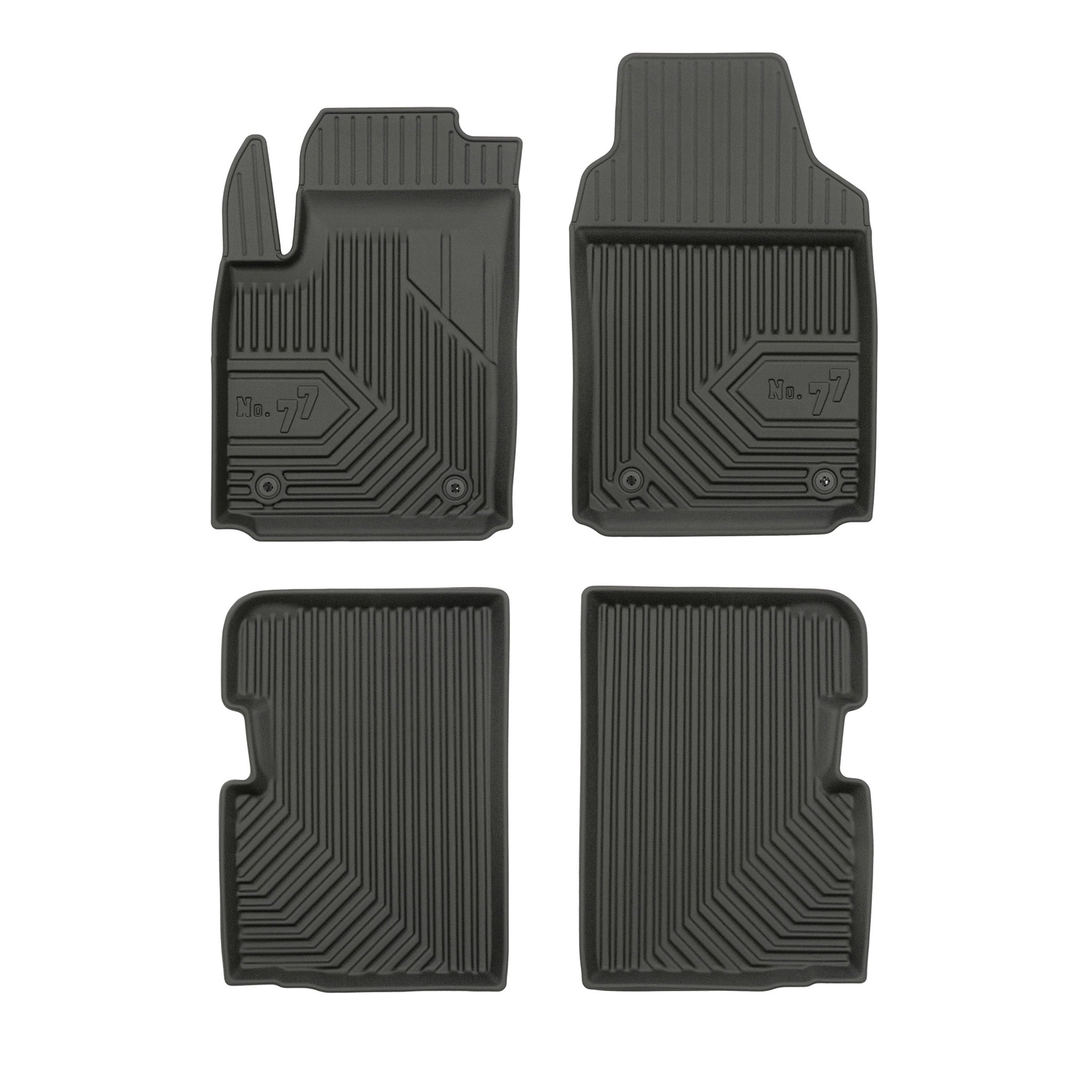 Tapis de Sol de Voiture No.77 pour Fiat 500 2007-2026 sauf hybrid TPE Noir 4Pcs