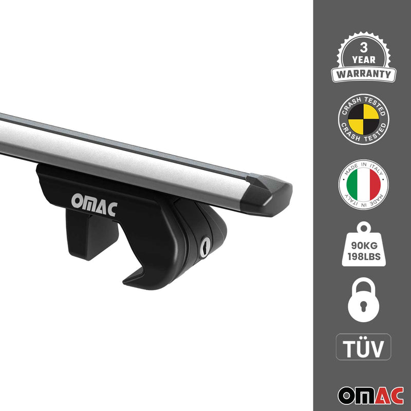 KIT Barres de toit trans+long pour VW Touareg 2002-2010 Alu Gris