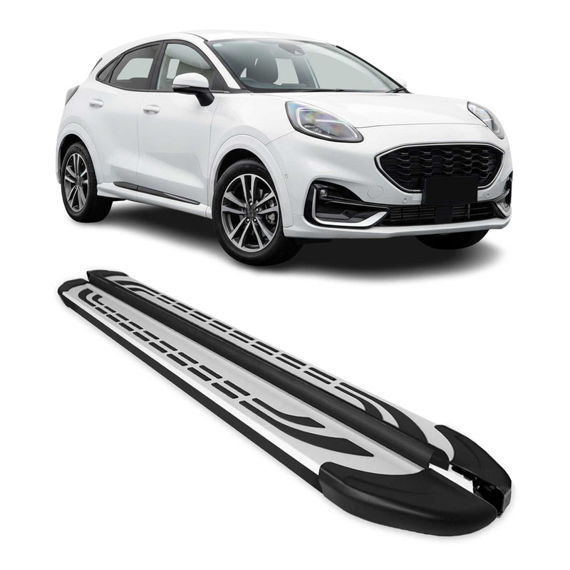 Marchepieds Latéraux pédale pour Ford Puma 2019-2025 Aluminium Gris Noir 2x