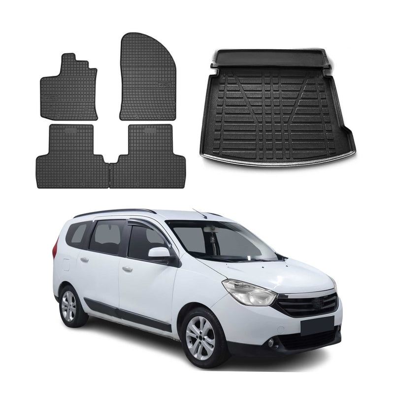 Kit Tapis de sol et coffre pour Dacia Lodgy 2012-2024 TPE Noir