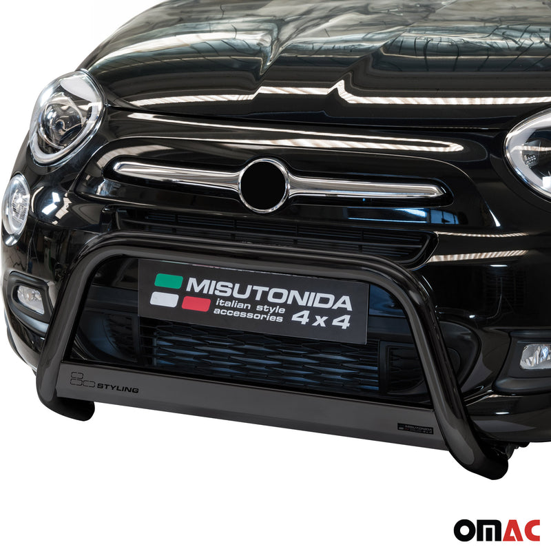 Pare-buffle Avant pour Fiat 500X 2014-2018 63 mm en Acier Noir