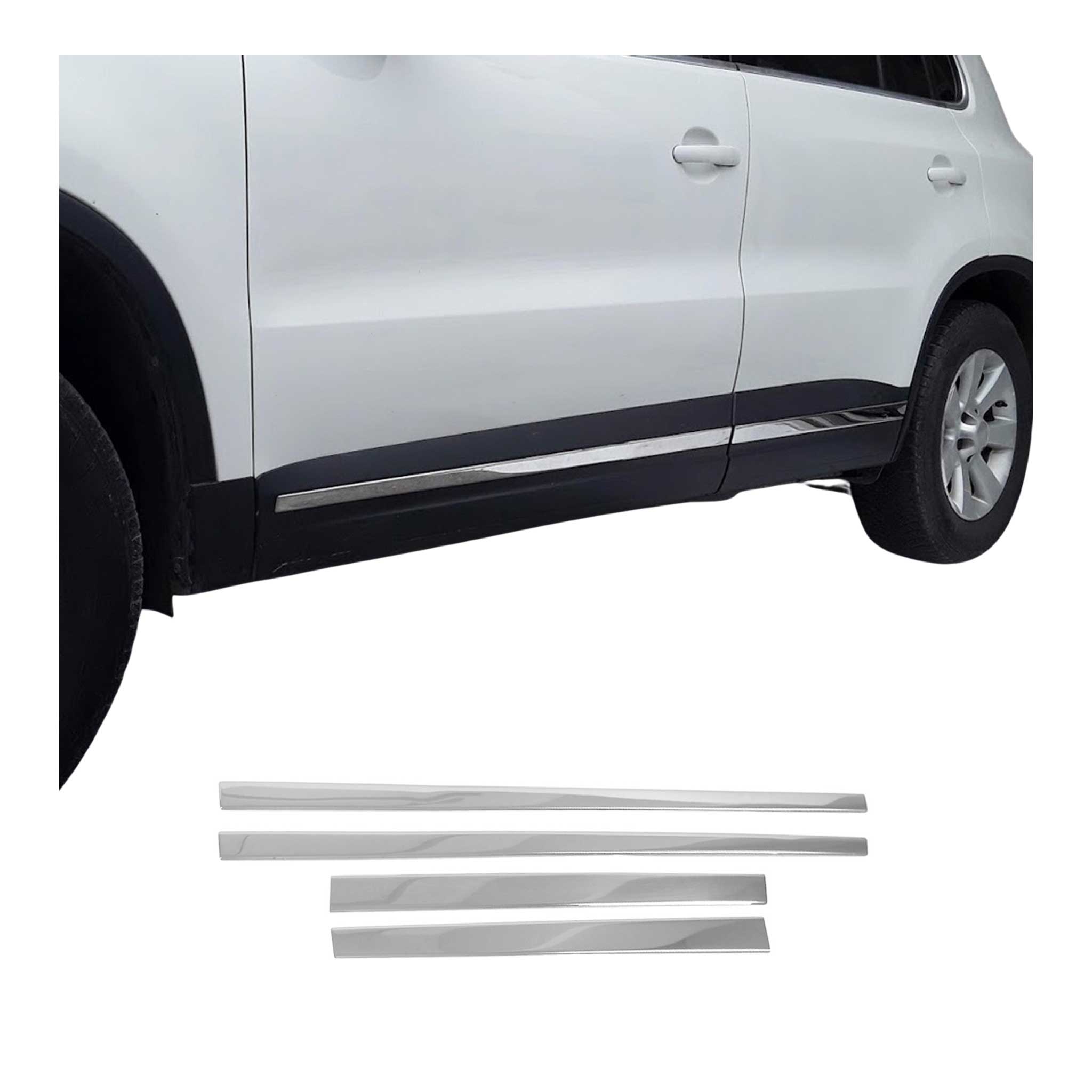 Garniture Baguette de porte latérale pour VW Tiguan 2007-2016 en acier inox 4Pcs