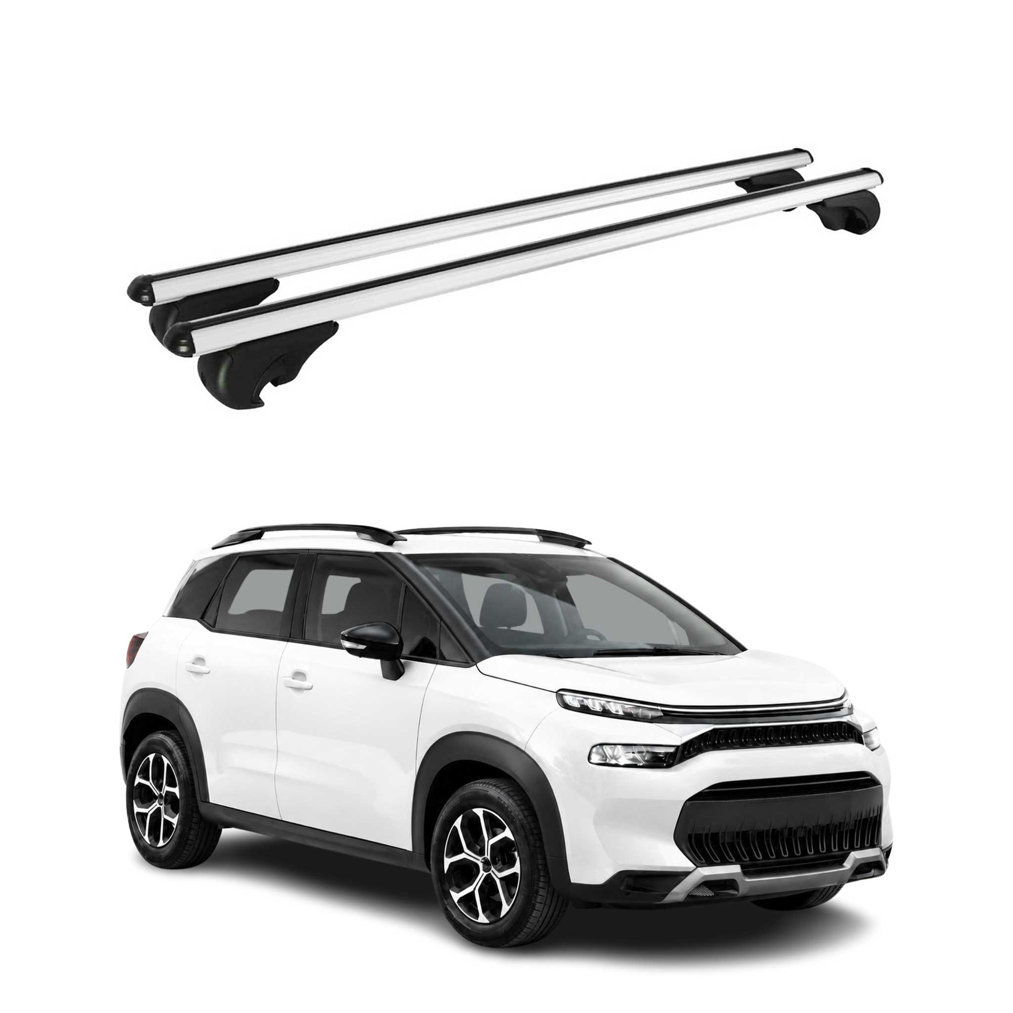 Barres de toit Transversales pour Citroen C3 Aircross I 2017-2024 TÜV Gris 2x