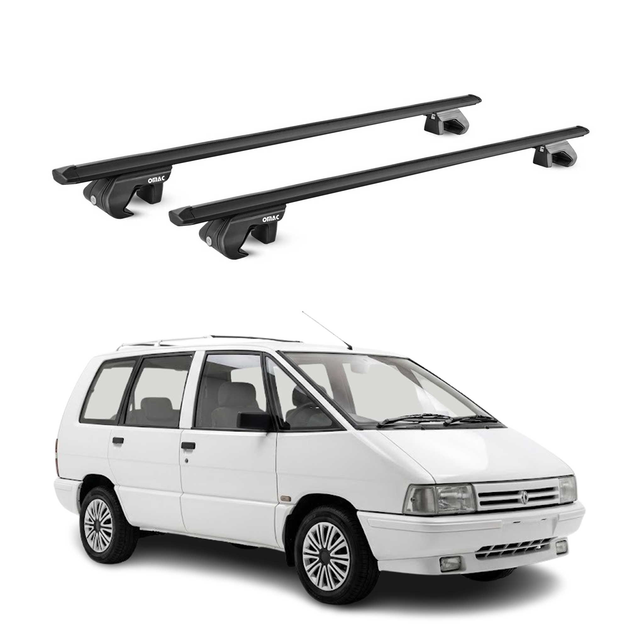 Barres de toit transversales ABE pour Renault Espace I 1984-1991 Alu Noir 2x