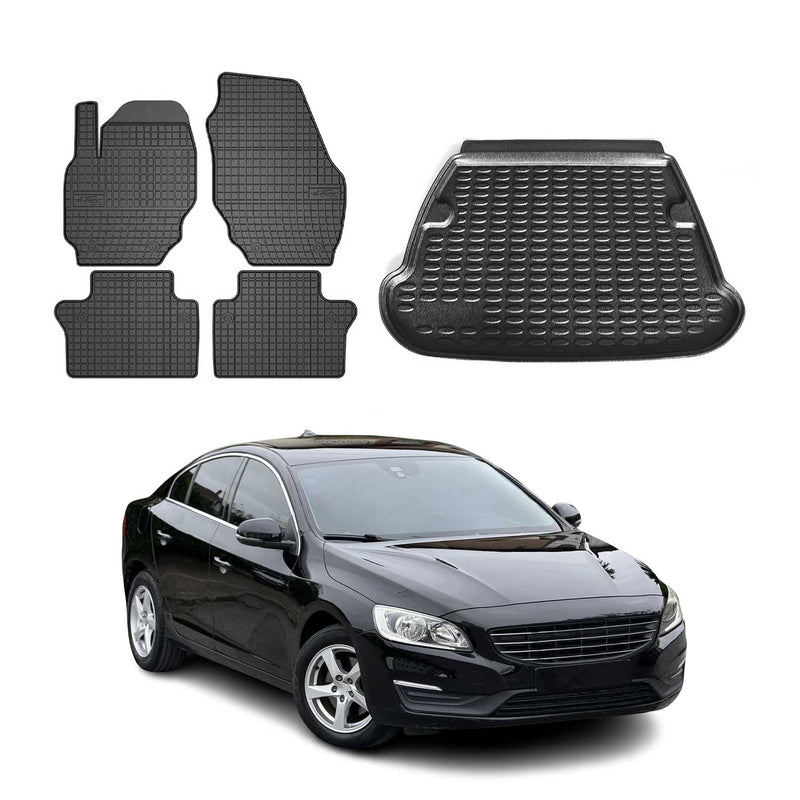 Kit Tapis de sol et coffre pour Volvo S60 2011-2024 TPE Noir