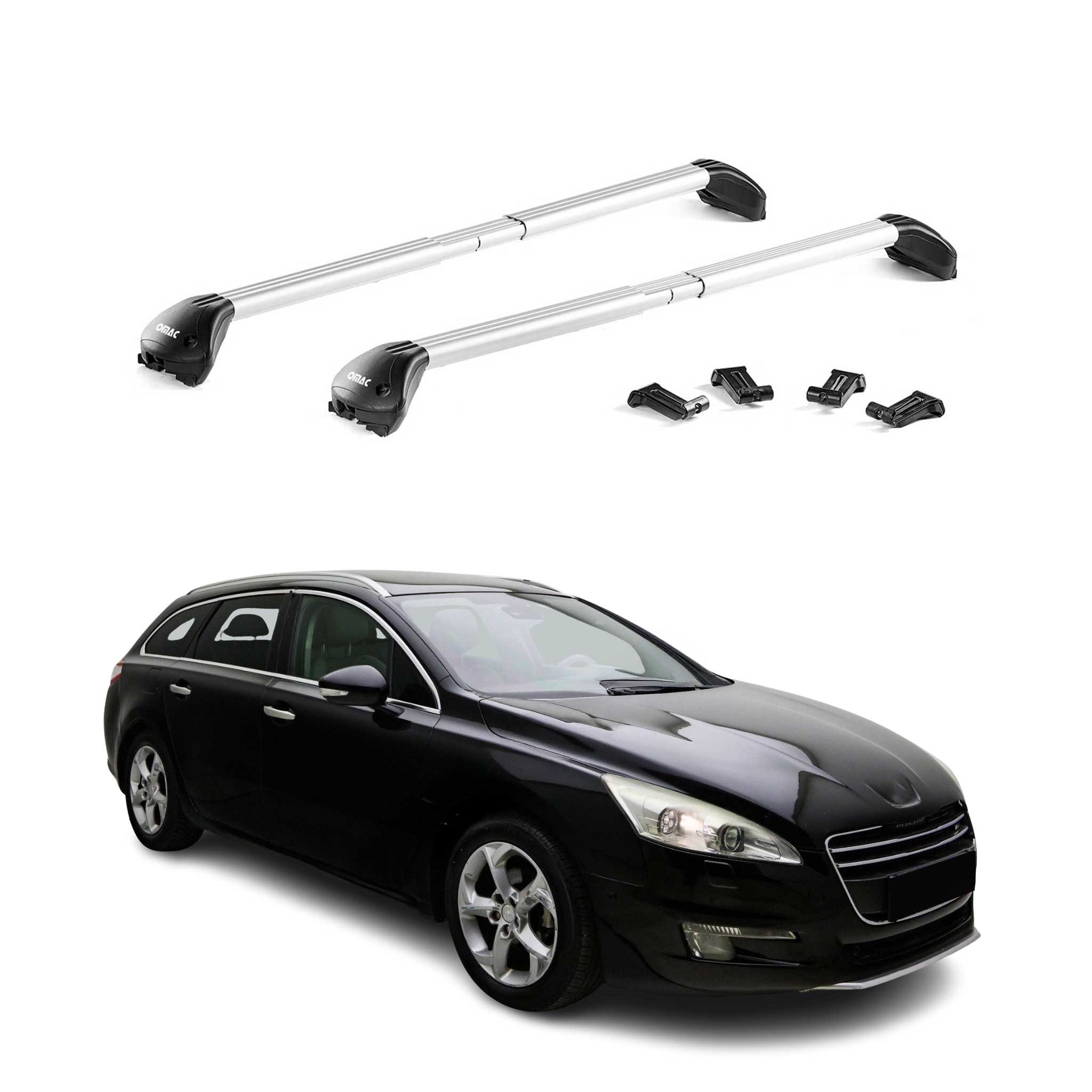 Barres de toit transversales pour Peugeot 508 Break / 508 RXH 11-18 Alu Gris ABE