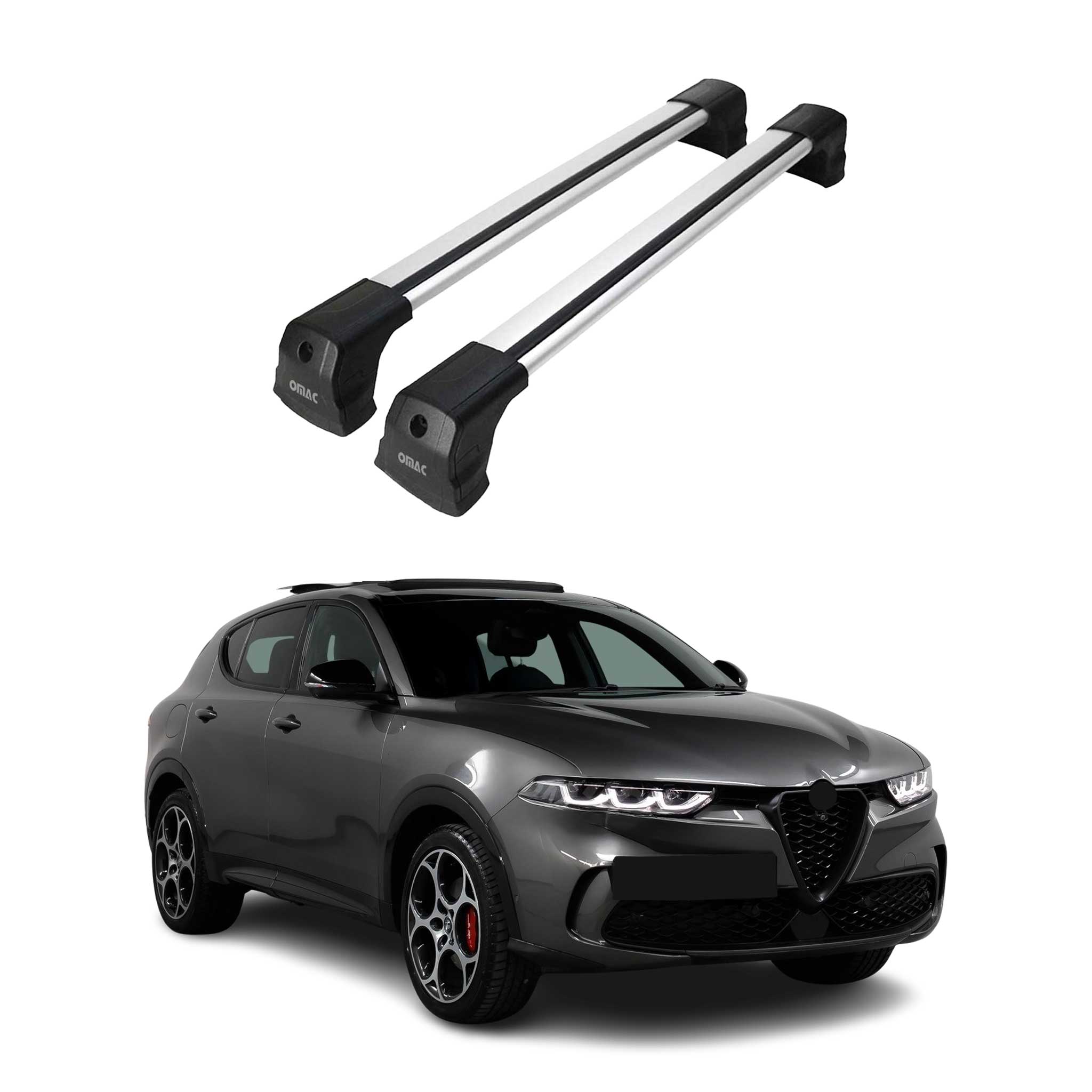 Barres de toit transversales pour Alfa Romeo Tonale 2022-2026 Alu Gris 2x