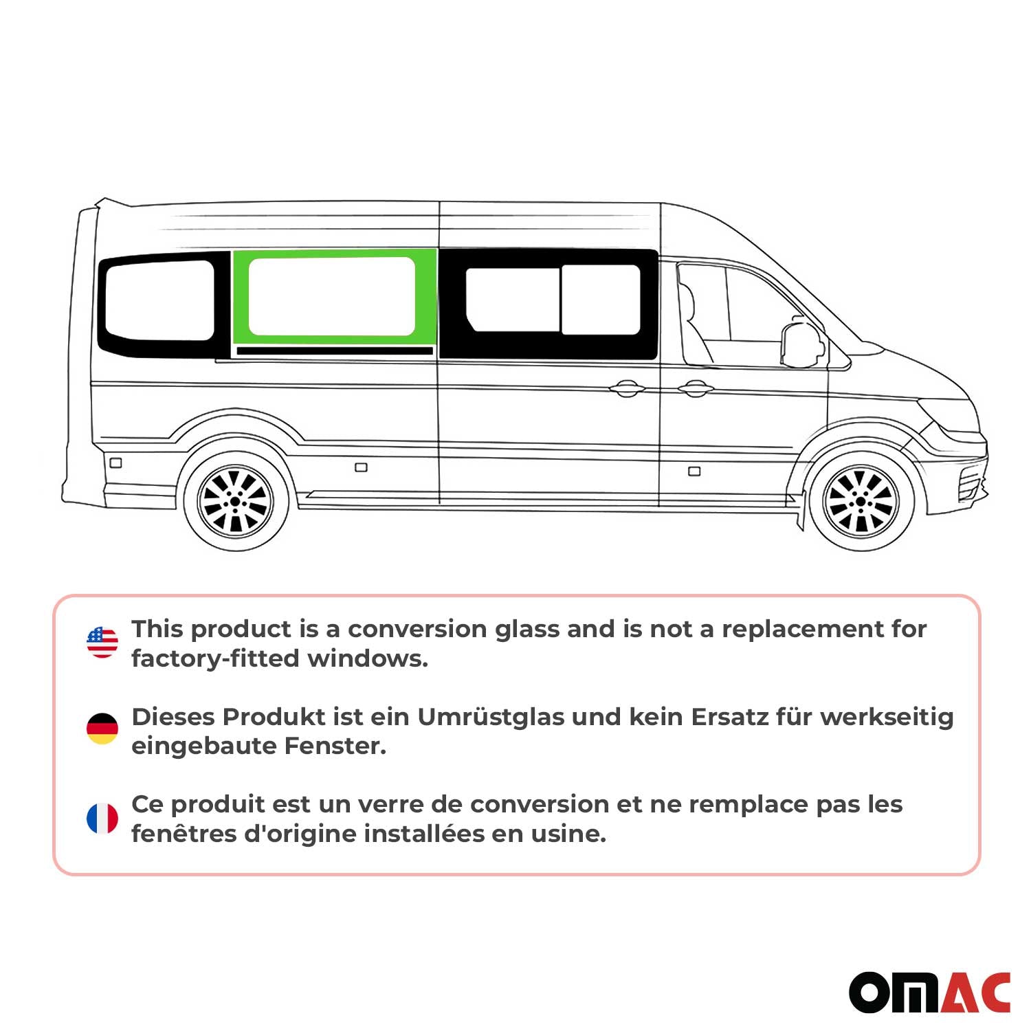 Vitre de Porte pour MAN TGE 2017-2025 L3 milieu Droit Porte coulissante