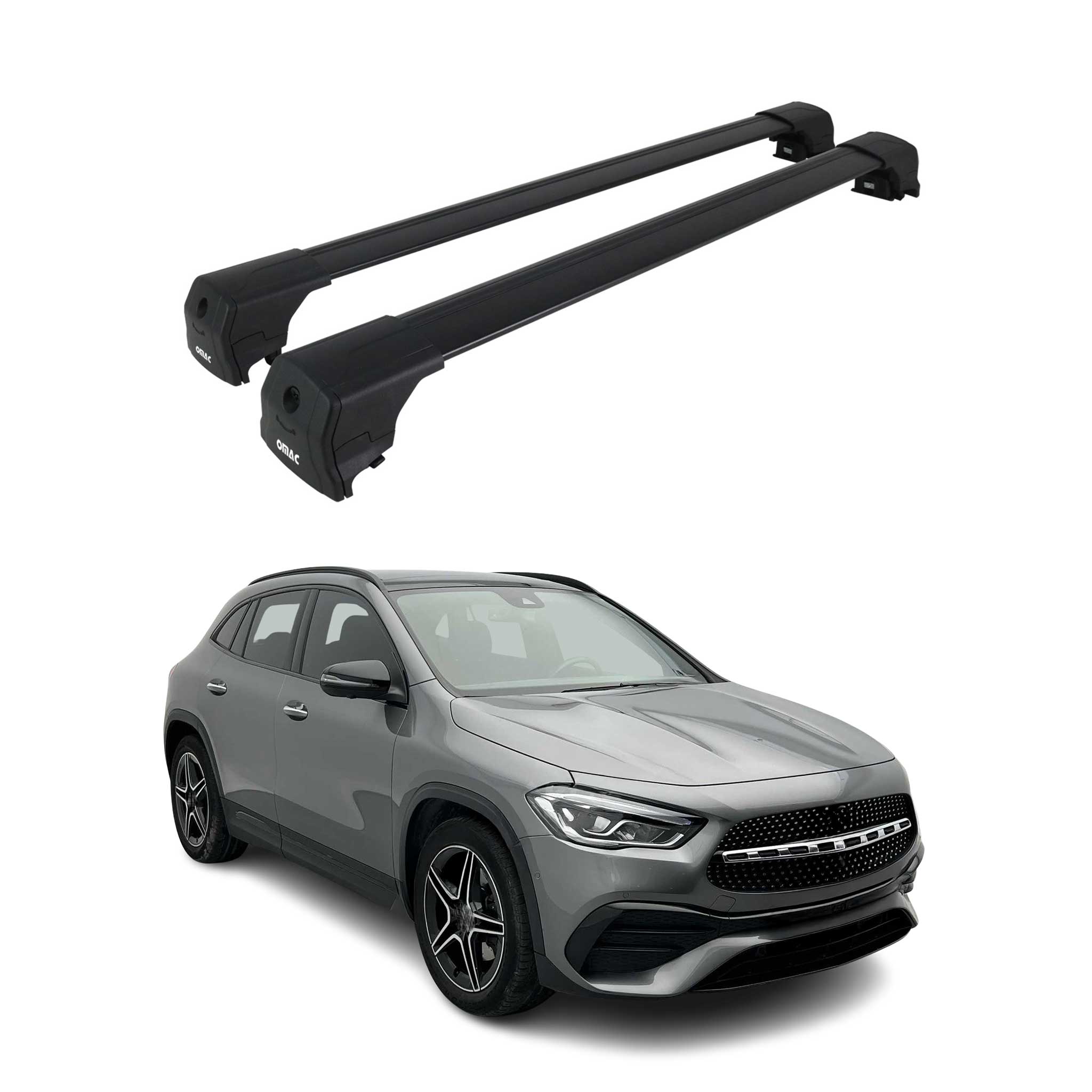 Barres De Toit Transversales pour Mercedes Classe GLA 2020-2025 Alu Noir ABE