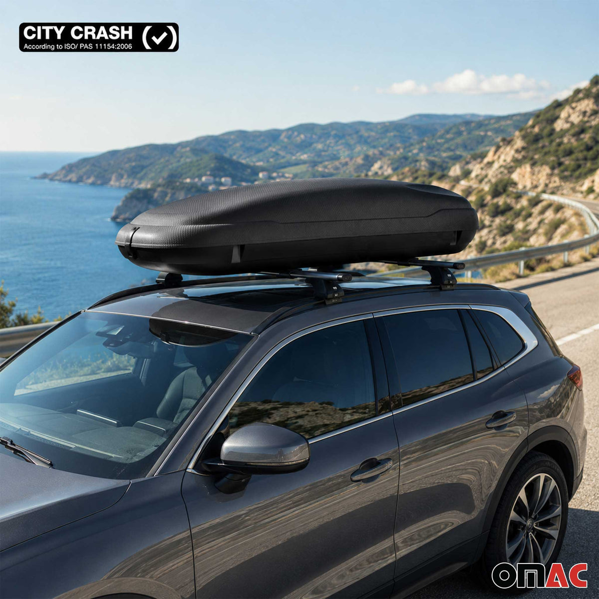 Coffre de Toit 400L + Alu Barres de Toit pour Seat Ateca 2016-2026 Gris