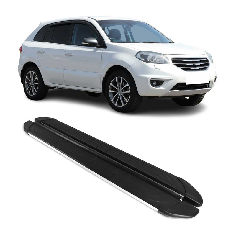 Marchepieds Latéraux pour Renault Koleos 2007-2017 Aluminium Gris Noir 2Pcs