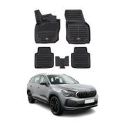 Tapis de sol pour Skoda Kodiaq 2024-2027 Noir 3D en Caoutchouc TPE 4Pcs