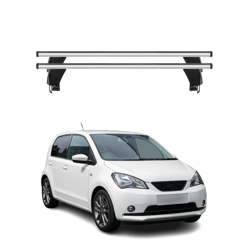 Menabo Barres de toit Transversales pour Seat Mii 2012-2021 Alu Gris ABE 2x