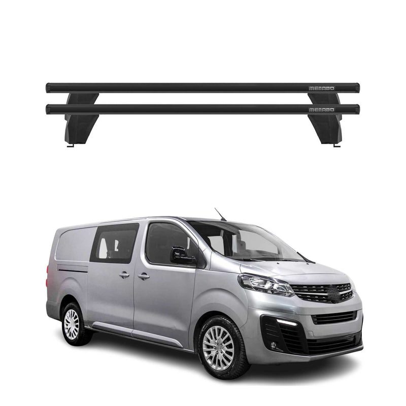Menabo Barres de toit Transversales pour Opel Combo 2018-2025 Alu Noir ABE 2x