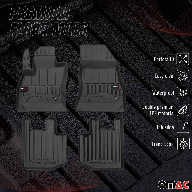 OMAC Tapis de sol en caoutchouc pour Fiat 500L 2012-2023 Noir Premium