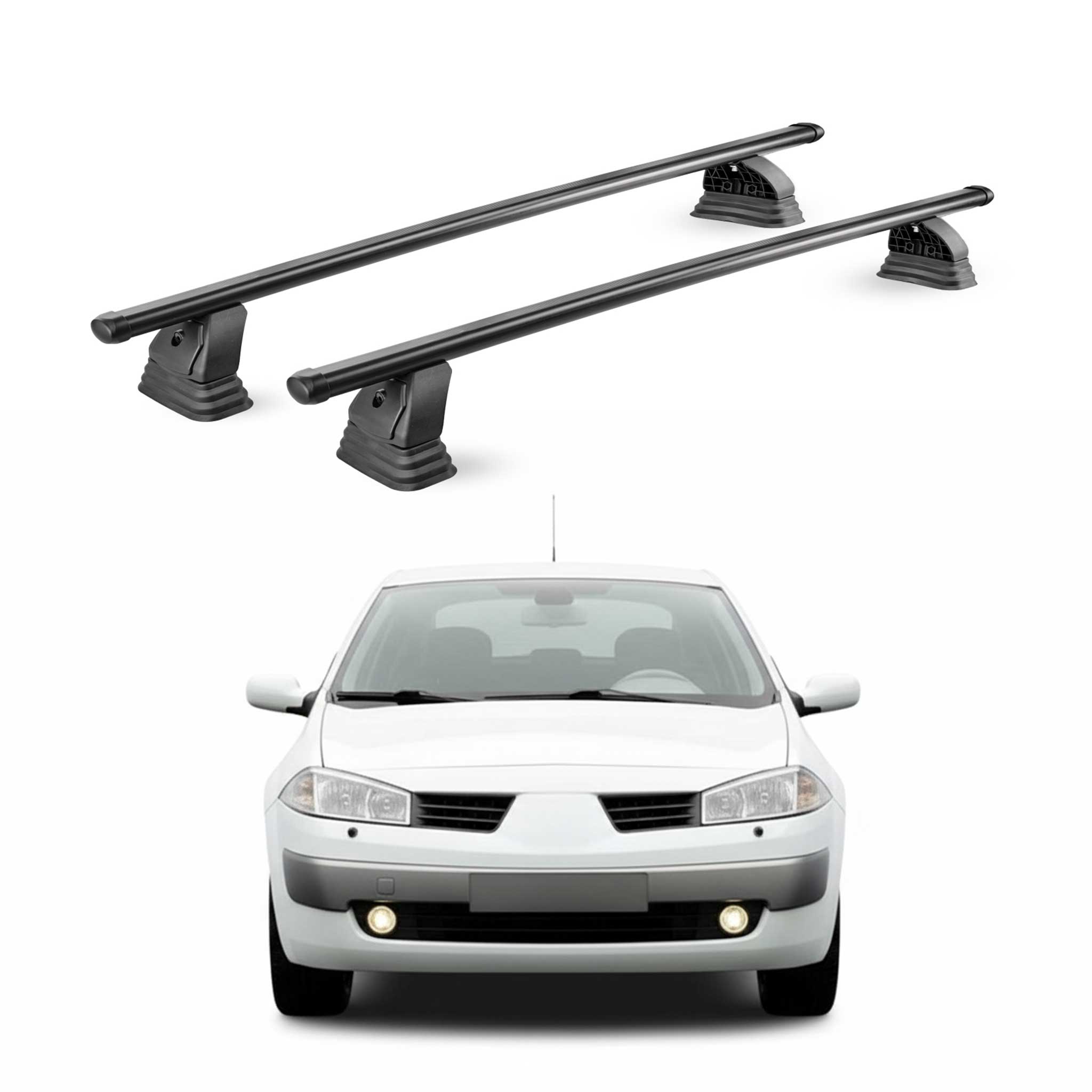 Barres de toit acier pour Renault Megane II HB Break Berline 2003-2008 Noir 2x