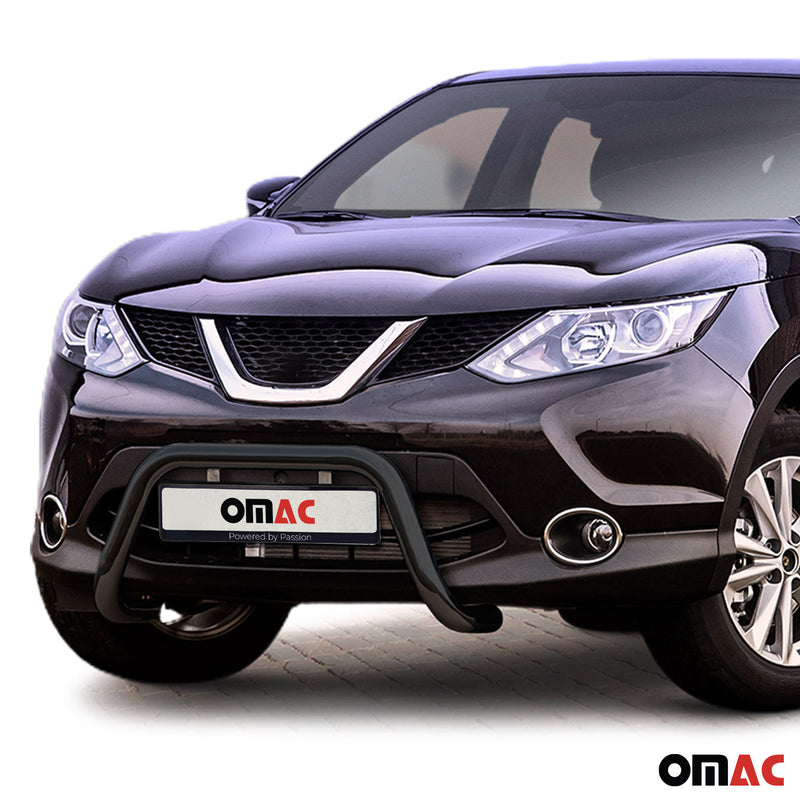 Pare-Buffle Avant Pour Nissan Qashqai 2013-2017 Acier Inoxy Noir