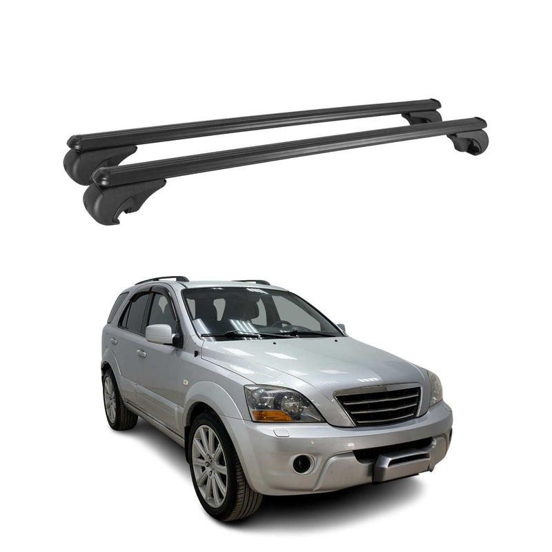 Barres de toit Transversales pour Kia Sorento 2002-2009 Aluminium Noir