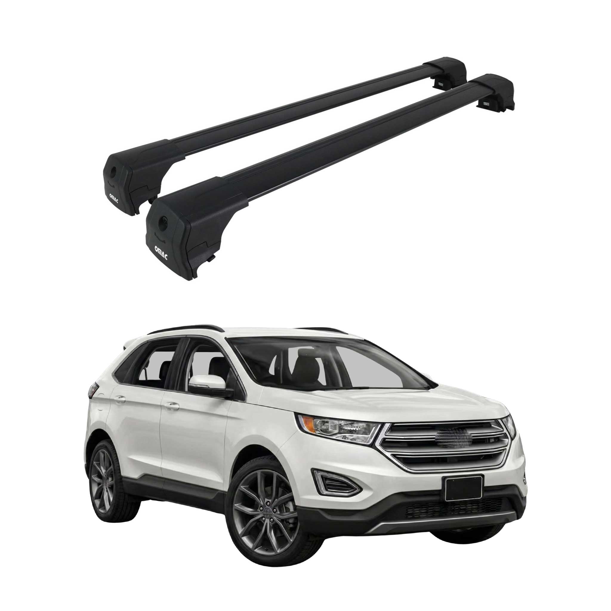 Barres De Toit Transversales pour Ford Edge II 2015-2023 Aluminium Noir 2Pcs