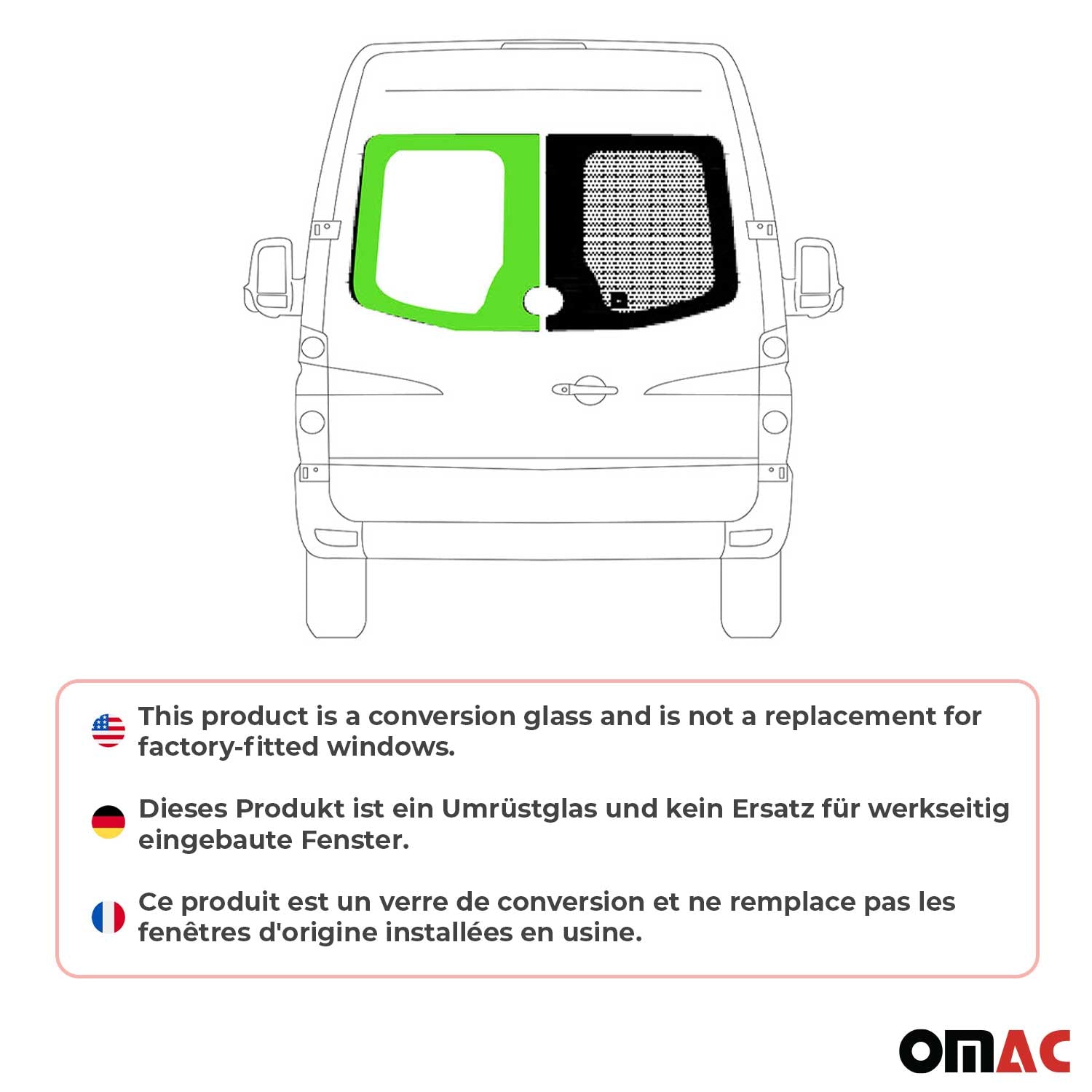 Vitre de Porte pour VW Crafter 2006-2017 L1 L2 L3 L4 Arriére Gauche Verre fixe