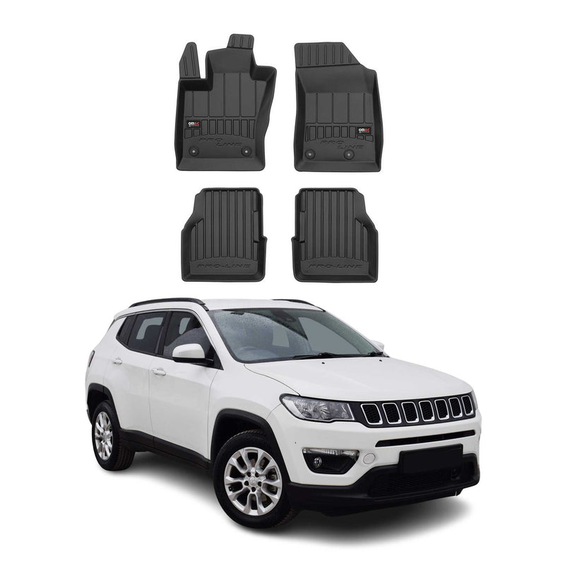 OMAC Tapis de sol en caoutchouc pour Jeep Compass 2017-2025 Noir Premium