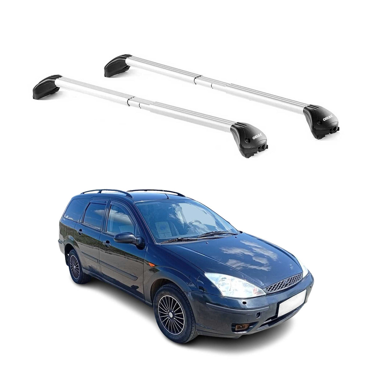 Barres de toit pour Ford Focus I II Wagon 1999-2011 5P Gris Argenté 2 pièces ABE