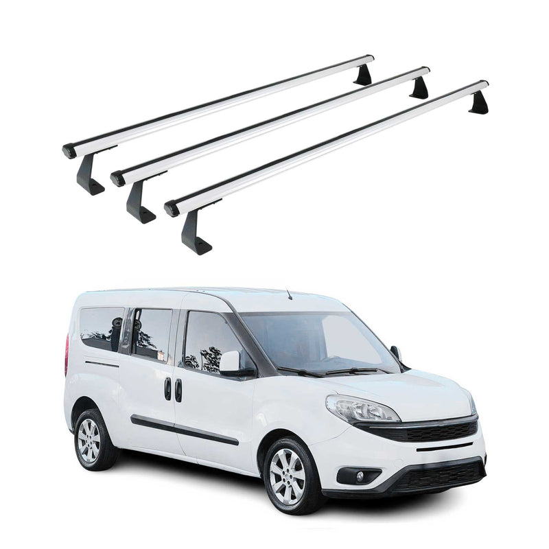 Barres de toit transversales pour Fiat Doblo 2010-2021 Aluminium Gris 3x