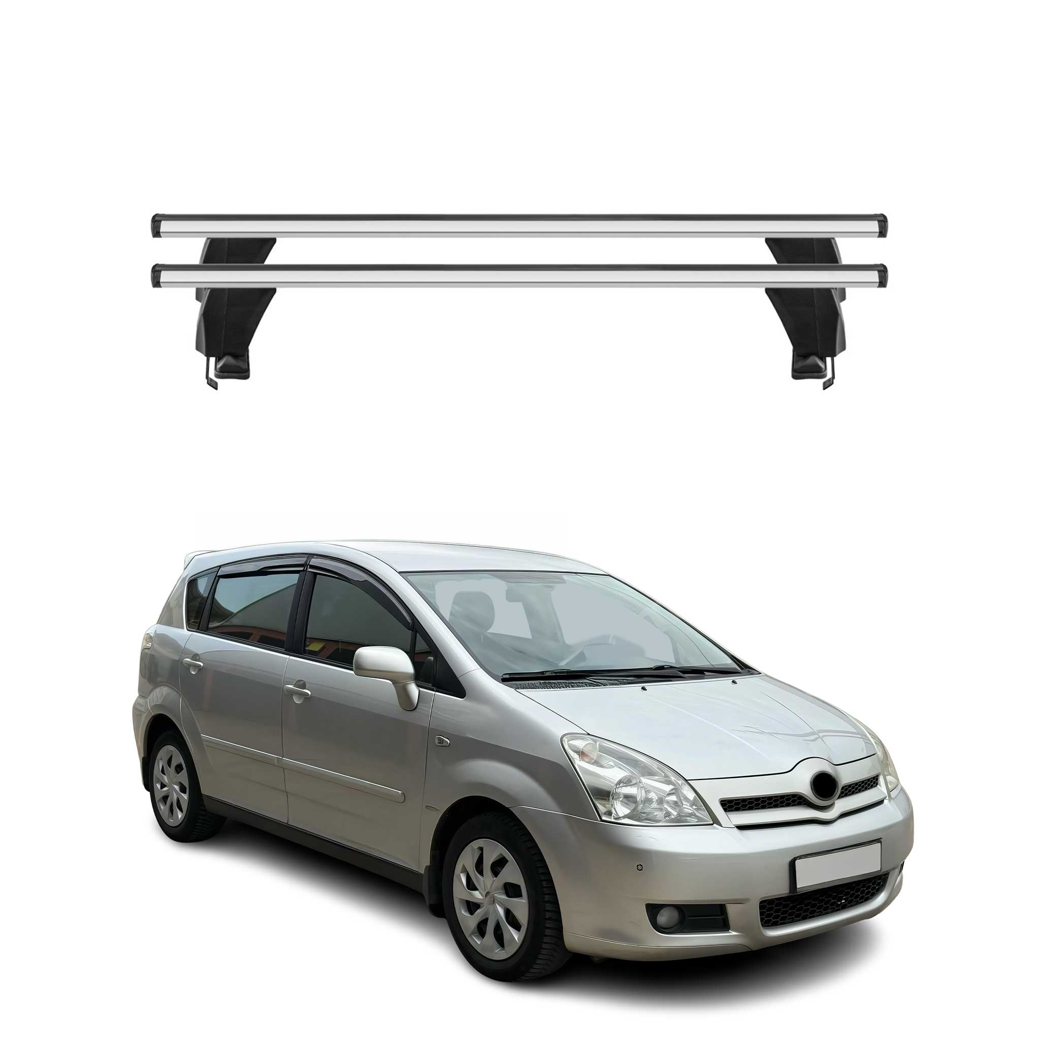 Barres de toit Transversales pour Toyota Corolla Verso 2004-2007 Alu Gris 2x