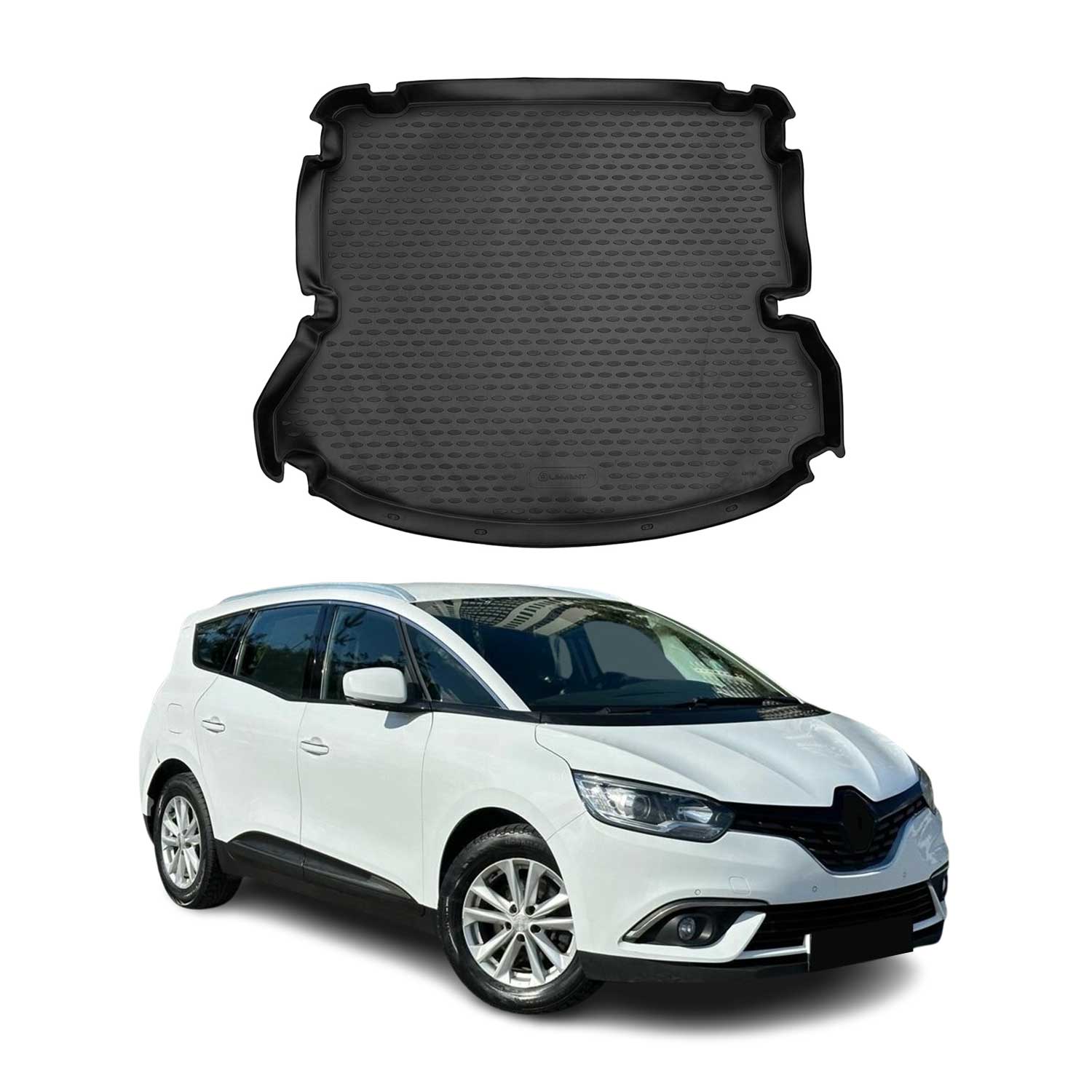 OMAC Tapis de coffre pour Renault Grand Scenic 2016-2022 en caoutchouc Noir