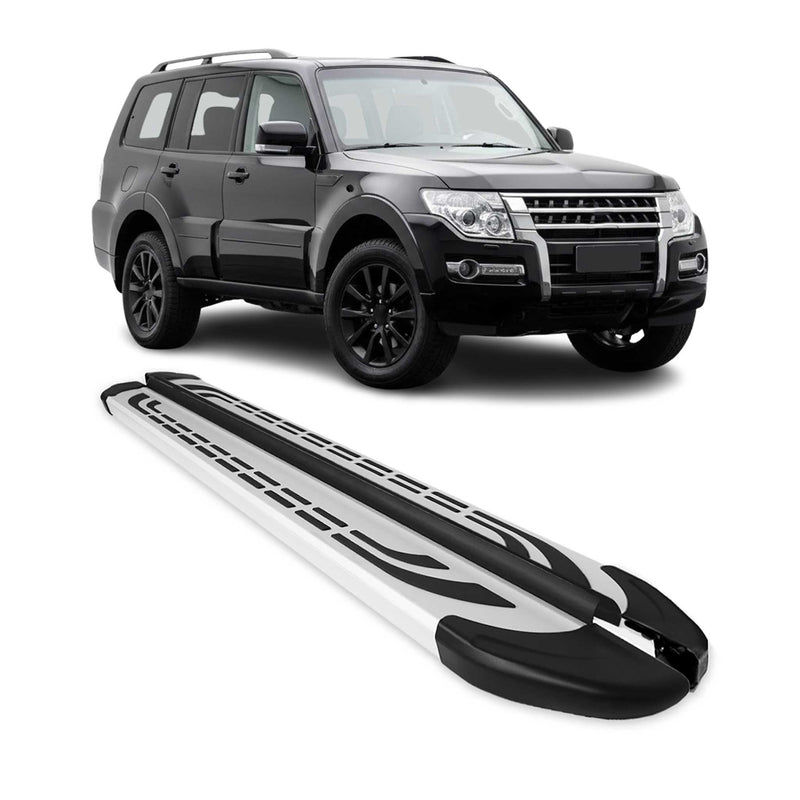 Marchepieds Latéraux pour Mitsubishi Pajero V80 2007-2024 Aluminium Gris 2Pcs