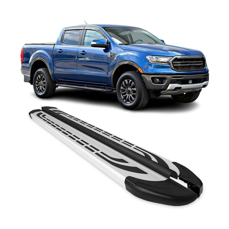 Marchepieds Latéraux pédale pour Ford Ranger T6 2012-22 DoubleCab Alu Gris 2Pcs