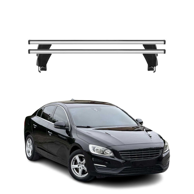 Menabo Barres de toit Transversales pour Volvo S60 2010-2018 Alu Gris ABE 2x