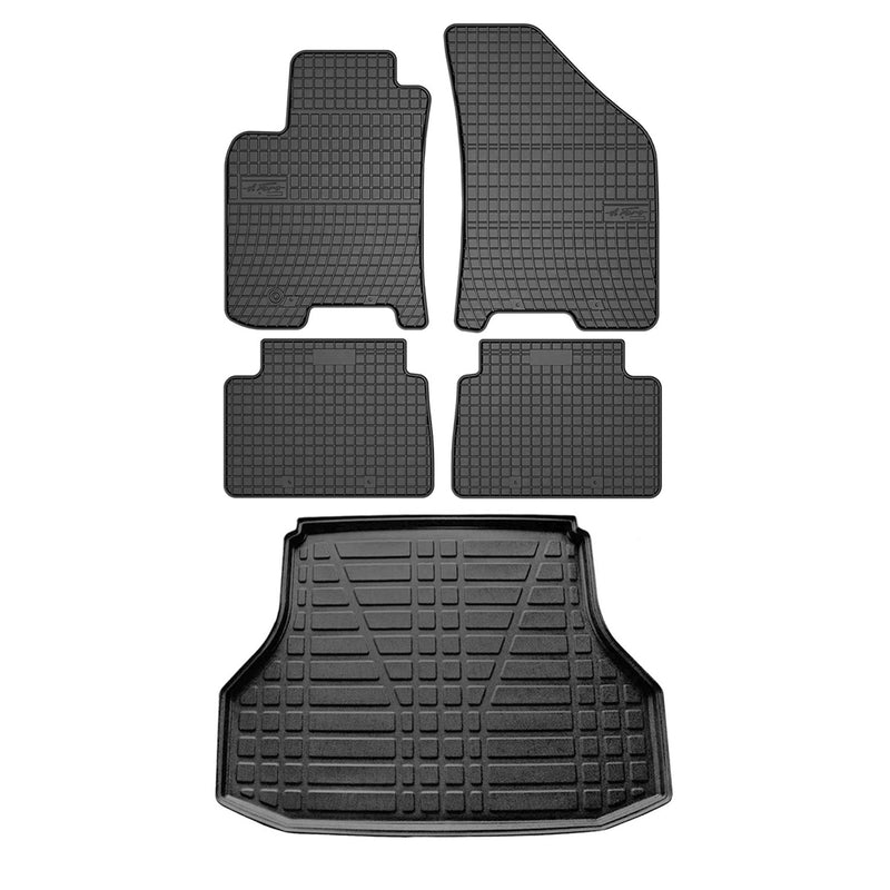 Kit Tapis de sol et coffre pour Chevrolet Lacetti 2003-2011 TPE Noir