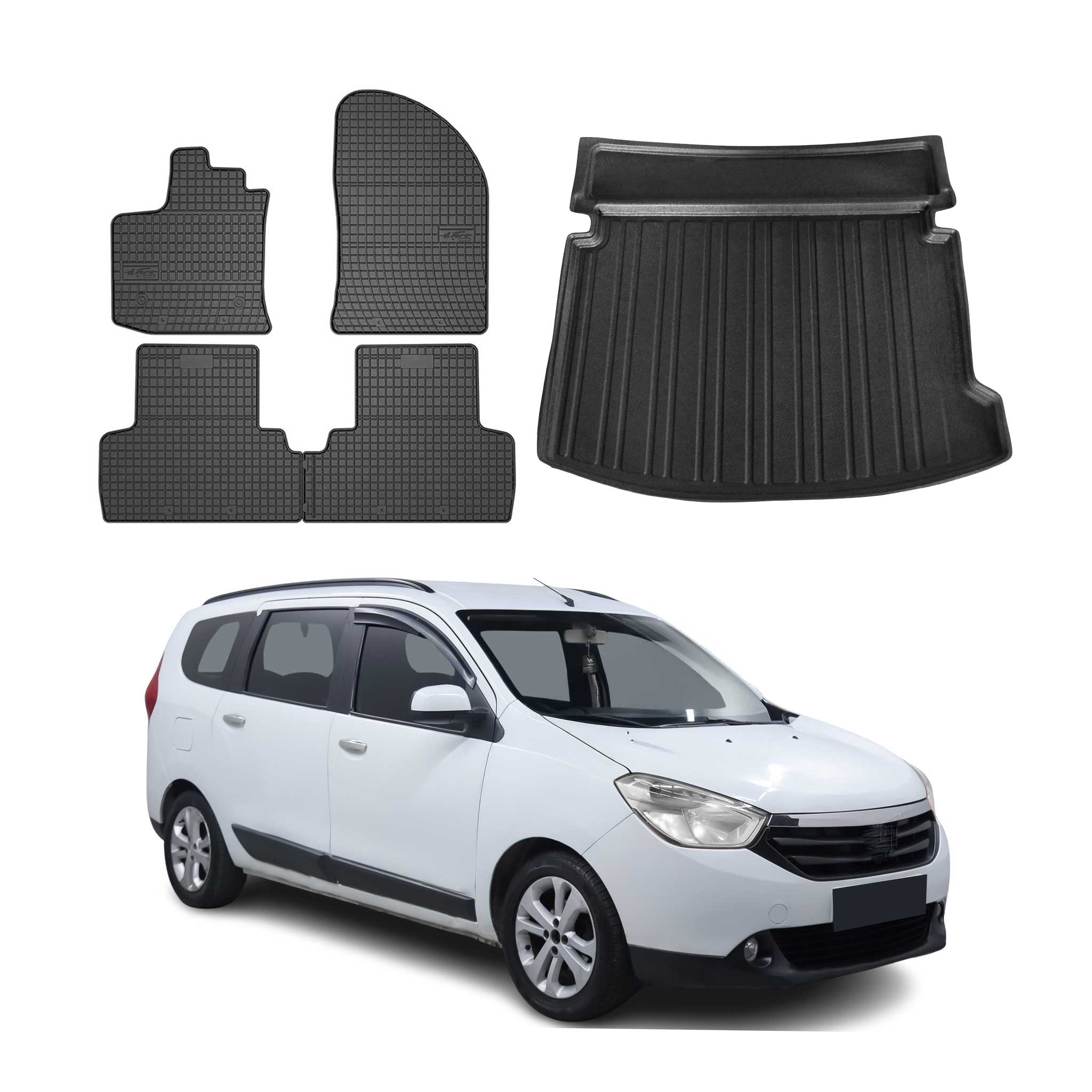 Kit Tapis de sol et coffre pour Dacia Lodgy 2012-2024 TPE Noir