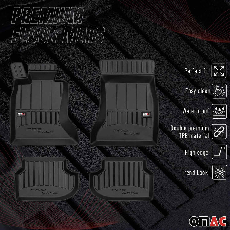 OMAC Tapis de sol caoutchouc pour BMW Série 5 F10 F11 2013-2017 Noir Premium