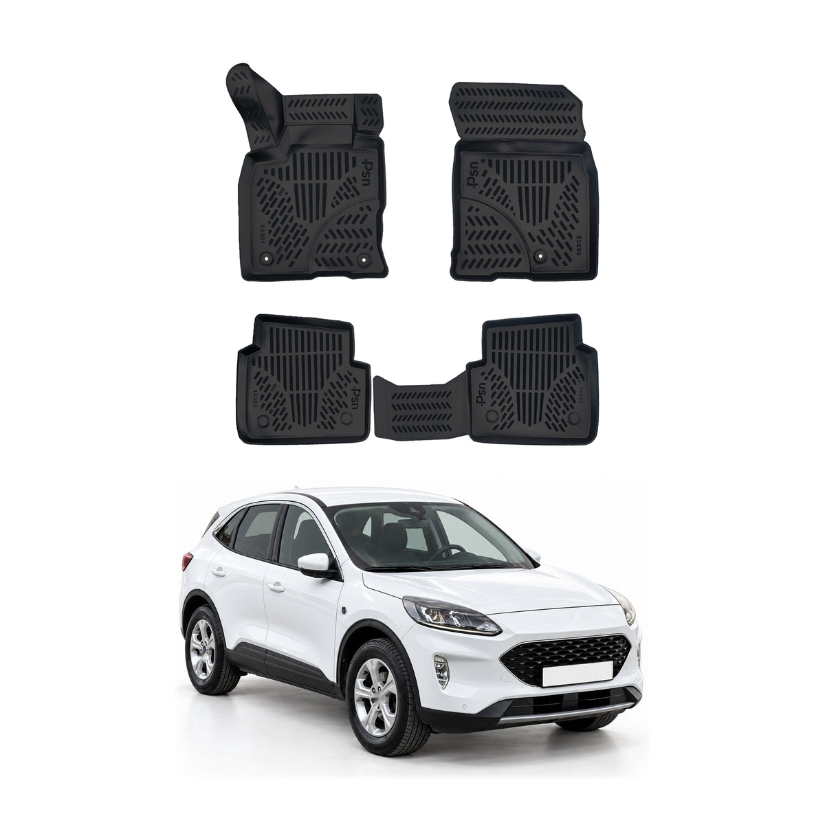 Tapis de sol pour Ford Kuga 3 2019-2027 Noir 3D en Caoutchouc TPE 4Pcs