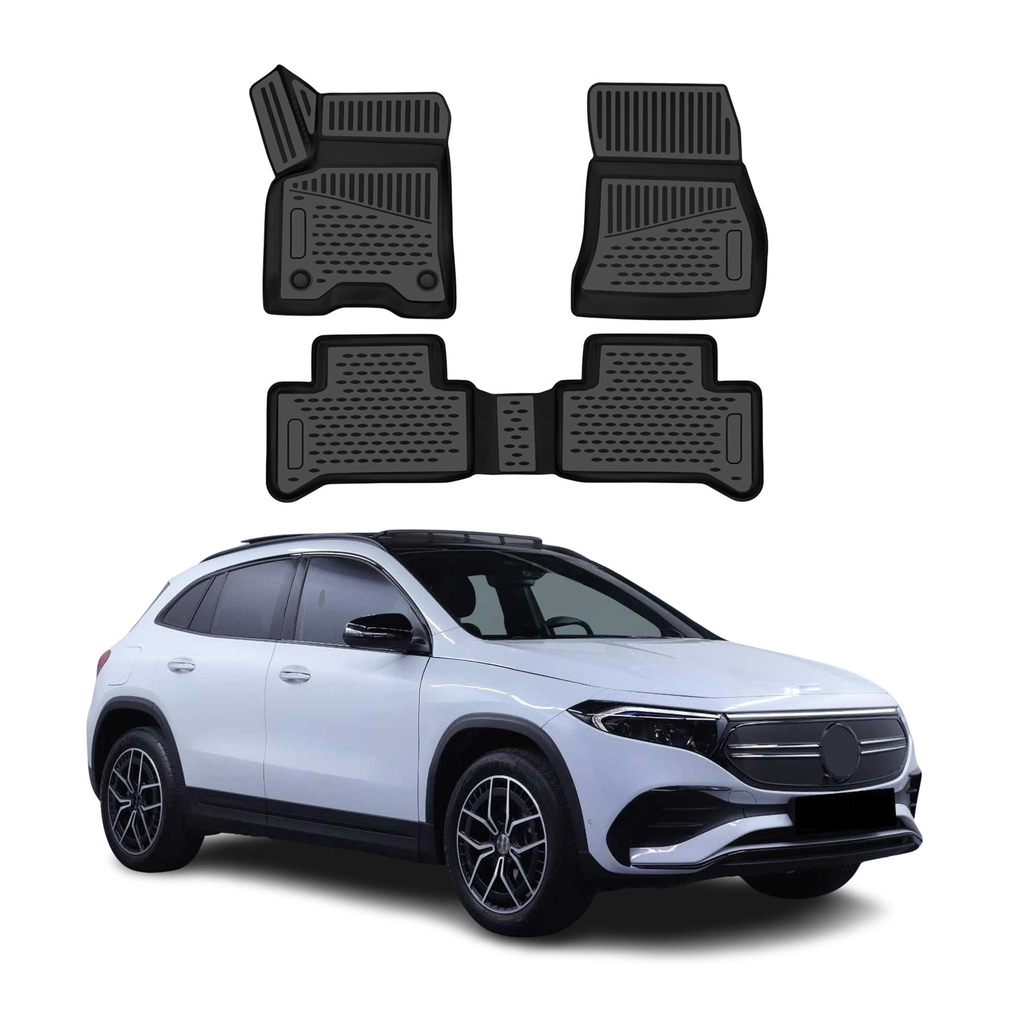 OMAC Tapis de sol pour Mercedes EQA H243 2022-2026 en caoutchouc TPE Noir 3Pcs