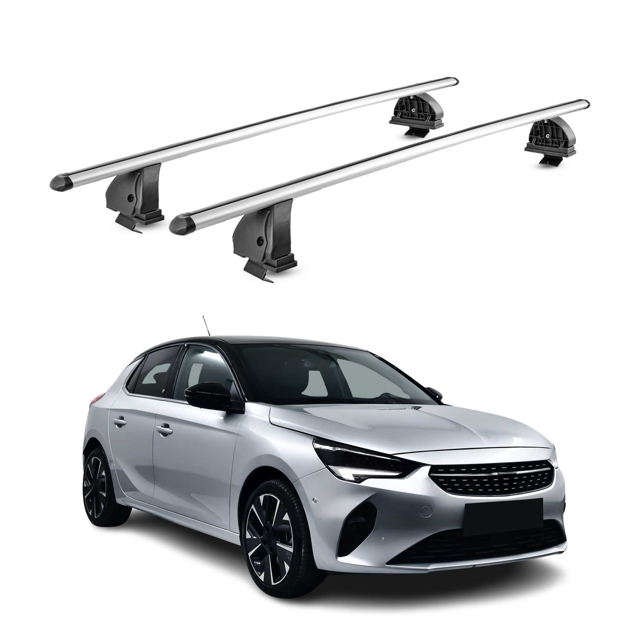 Barres de toit transversales Alu pour Opel Corsa F 2019-2026 TÜV 75 kg Gris 2Pcs